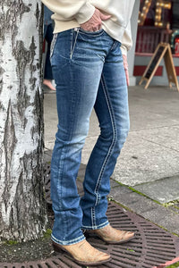 Miss Me Longhorn Dreamin' Mid Rise Straight Leg Jean-Straight-Miss Me-Gallop 'n Glitz- Women's Western Wear Boutique, Located in Grants Pass, Oregon