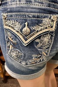 Miss Me Leather 'n Sequin Mid Rise Shorts-Shorts-Miss Me-Gallop 'n Glitz- Women's Western Wear Boutique, Located in Grants Pass, Oregon