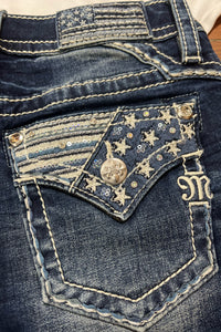 Americana Flap Denim Shorts by Miss Me-Shorts-Miss Me-Gallop 'n Glitz- Women's Western Wear Boutique, Located in Grants Pass, Oregon