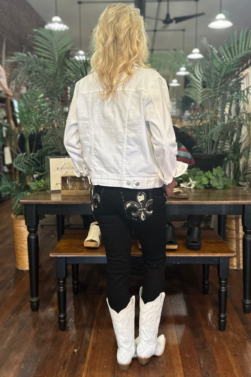 Cow Print Inlay Black Skinny Jeans by Miss Me-Skinny-Miss Me-Gallop 'n Glitz- Women's Western Wear Boutique, Located in Grants Pass, Oregon