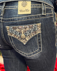 Silver Sparkle Mid Rise Bootcut Jean by Miss Me-Bootcut-Miss Me-Gallop 'n Glitz- Women's Western Wear Boutique, Located in Grants Pass, Oregon