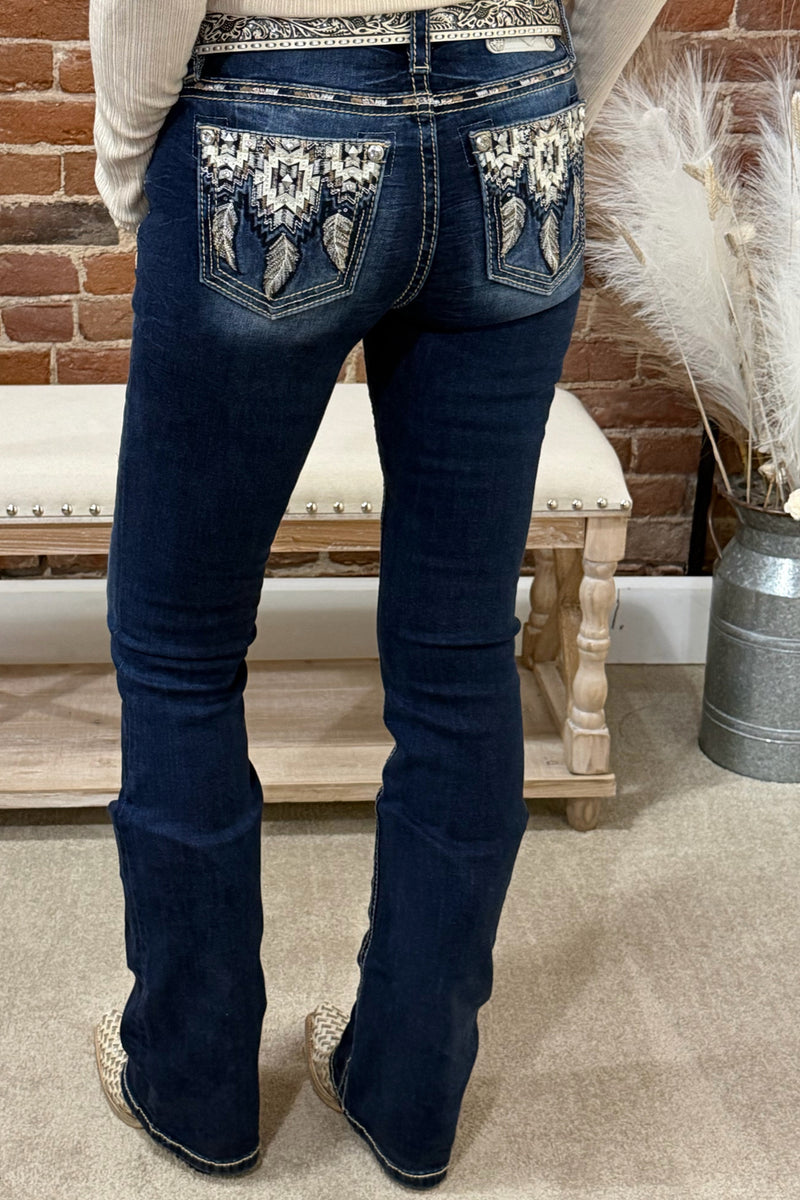 Dreamcatcher Mid Rise Bootcut Jean by Miss Me-Bootcut-Miss Me-Gallop 'n Glitz- Women's Western Wear Boutique, Located in Grants Pass, Oregon