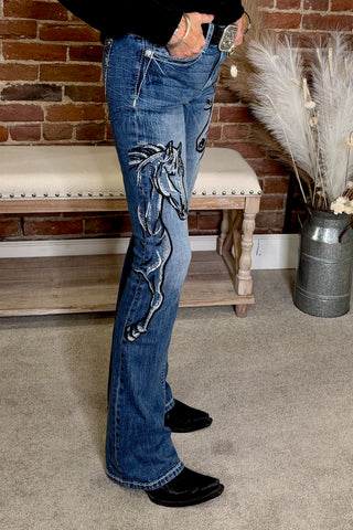 The Midnight Rodeo Bootcut Jean by Miss Me-Exclusive Rodeo Denim-Miss Me-Gallop 'n Glitz- Women's Western Wear Boutique, Located in Grants Pass, Oregon
