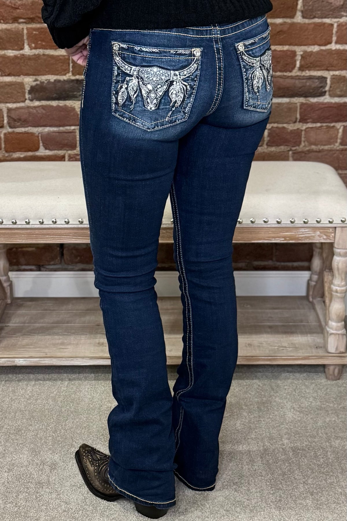 Dust 'n Diamonds Longhorn Bootcut Jean by Miss Me-Bootcut-Miss Me-Gallop 'n Glitz- Women's Western Wear Boutique, Located in Grants Pass, Oregon
