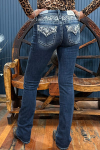 Sequin and Flora Bootcut Jean by Miss Me