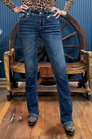 Sequin and Flora Bootcut Jean by Miss Me-Bootcut-Miss Me-Gallop 'n Glitz- Women's Western Wear Boutique, Located in Grants Pass, Oregon