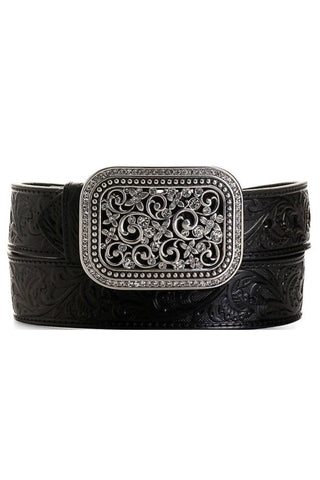 Ariat Women's Black Rhinestone Filigree Belt-Belt-M&F-Gallop 'n Glitz- Women's Western Wear Boutique, Located in Grants Pass, Oregon