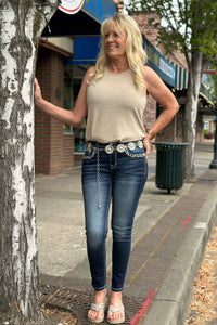 Women's Ariat Sunflower Concho Chain Belt-Belt-M&F-Gallop 'n Glitz- Women's Western Wear Boutique, Located in Grants Pass, Oregon