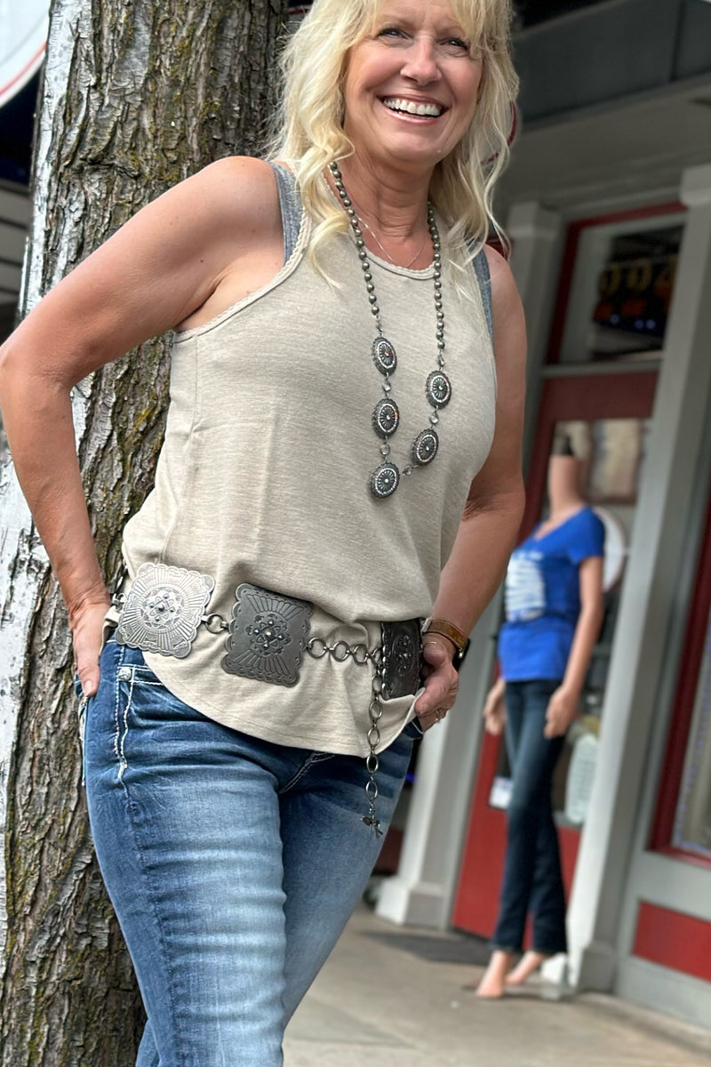 Women's Angel Ranch Square Silver Concho Chain Belt-Belt-M&F-Gallop 'n Glitz- Women's Western Wear Boutique, Located in Grants Pass, Oregon