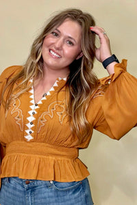 Desert Days Boho Rust Top By Miss Me-Top-Miss Me-Gallop 'n Glitz- Women's Western Wear Boutique, Located in Grants Pass, Oregon