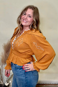 Desert Days Boho Rust Top By Miss Me-Top-Miss Me-Gallop 'n Glitz- Women's Western Wear Boutique, Located in Grants Pass, Oregon