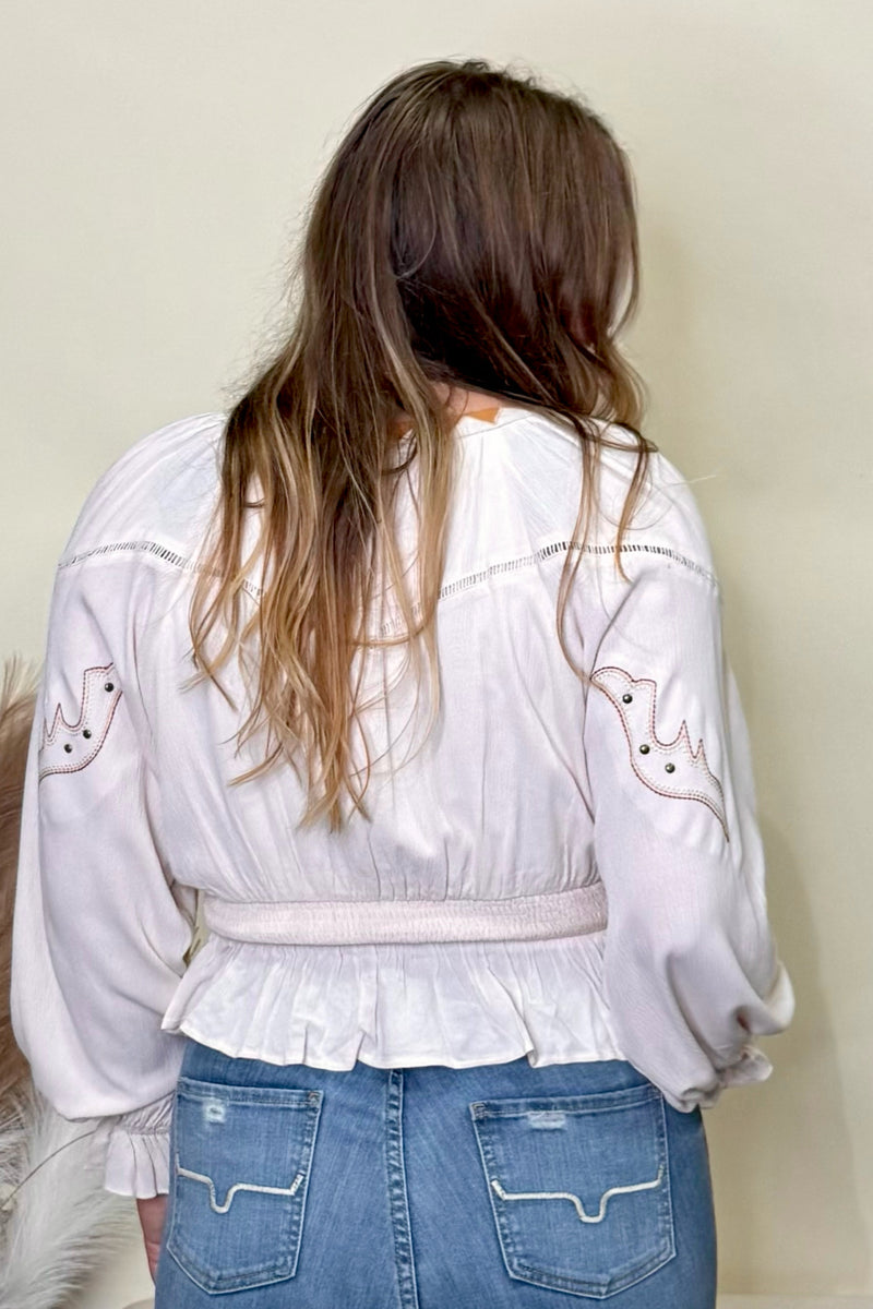 Golden Mesa Boho Cream Top By Miss Me-Top-Miss Me-Gallop 'n Glitz- Women's Western Wear Boutique, Located in Grants Pass, Oregon