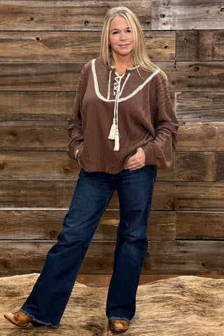 The Indie Lace Up Top By Miss Me