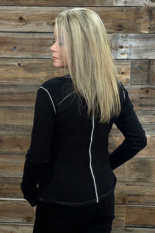 Silver Hearts Henley Top By Miss Me-Top-Miss Me-Gallop 'n Glitz- Women's Western Wear Boutique, Located in Grants Pass, Oregon