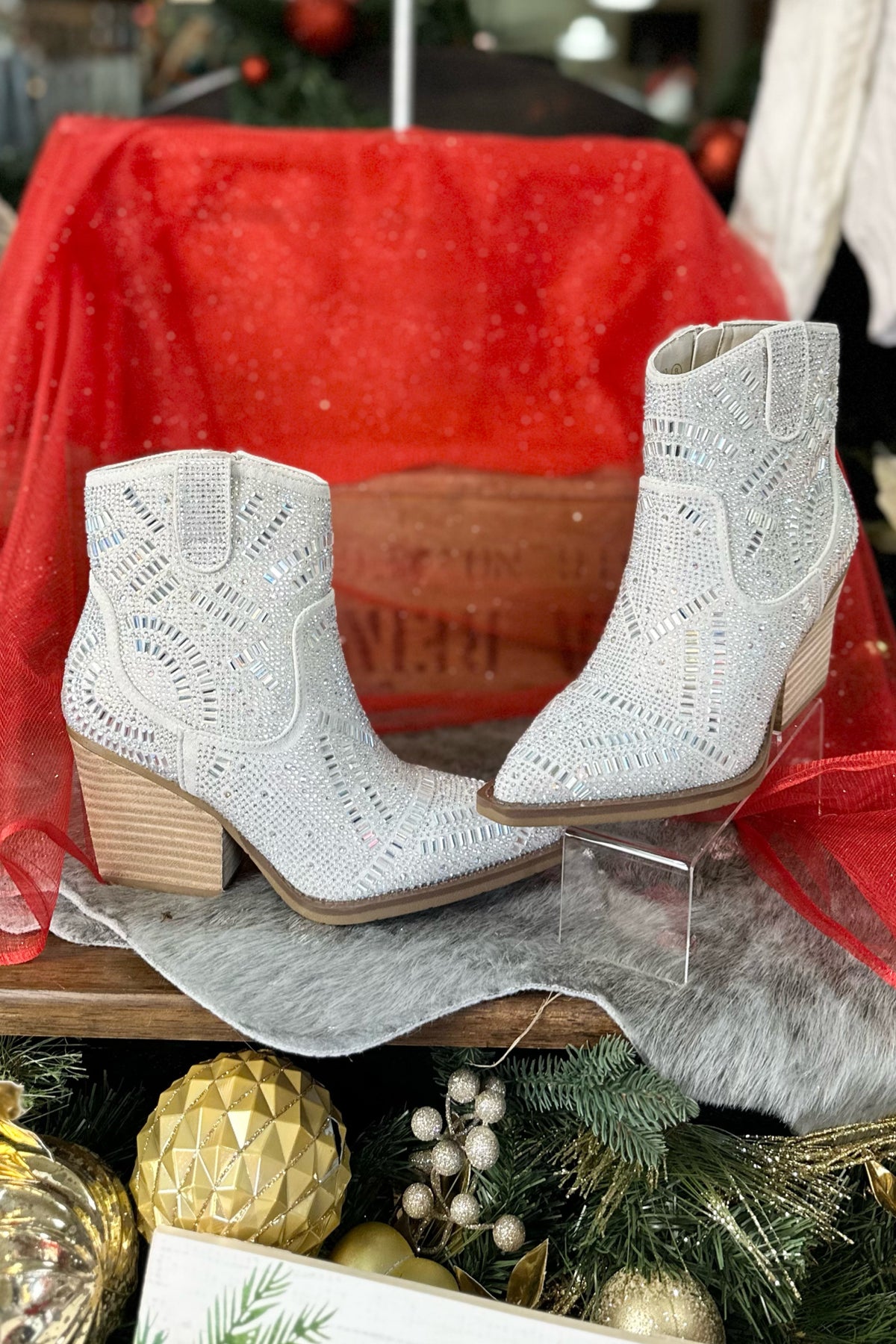 Very G MAZE Rhinestone Cowboy Bootie in Cream-Women's Shoes-Very G-Gallop 'n Glitz- Women's Western Wear Boutique, Located in Grants Pass, Oregon