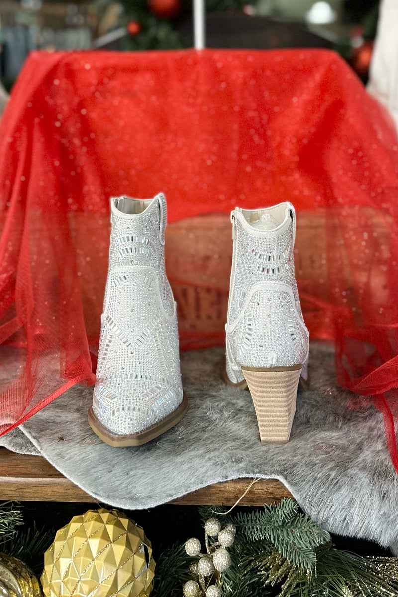 Very G MAZE Rhinestone Cowboy Bootie in Cream-Women's Shoes-Very G-Gallop 'n Glitz- Women's Western Wear Boutique, Located in Grants Pass, Oregon