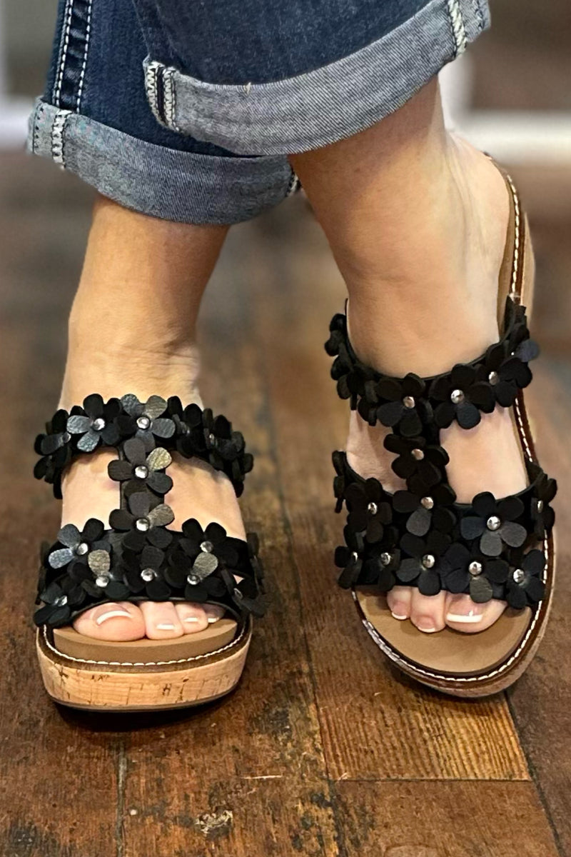 Corkys Mic Drop Wedge Slide Black-Women's Shoes-Corkys-Gallop 'n Glitz- Women's Western Wear Boutique, Located in Grants Pass, Oregon