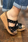 Corkys Mic Drop Wedge Slide Black-Women's Shoes-Corkys-Gallop 'n Glitz- Women's Western Wear Boutique, Located in Grants Pass, Oregon