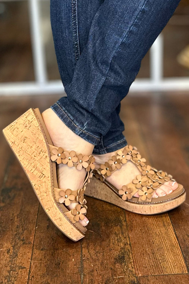 Corkys Mic Drop Wedge Slide Caramel-Women's Shoes-Corkys-Gallop 'n Glitz- Women's Western Wear Boutique, Located in Grants Pass, Oregon