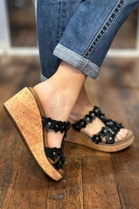 Corkys Mic Drop Wedge Slide Black-Women's Shoes-Corkys-Gallop 'n Glitz- Women's Western Wear Boutique, Located in Grants Pass, Oregon