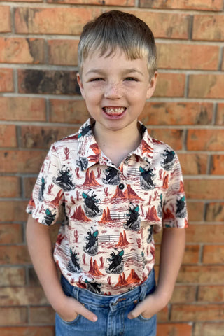 Mini Golden Buckaroo Polo-Kids-Sterling Kreek-Gallop 'n Glitz- Women's Western Wear Boutique, Located in Grants Pass, Oregon