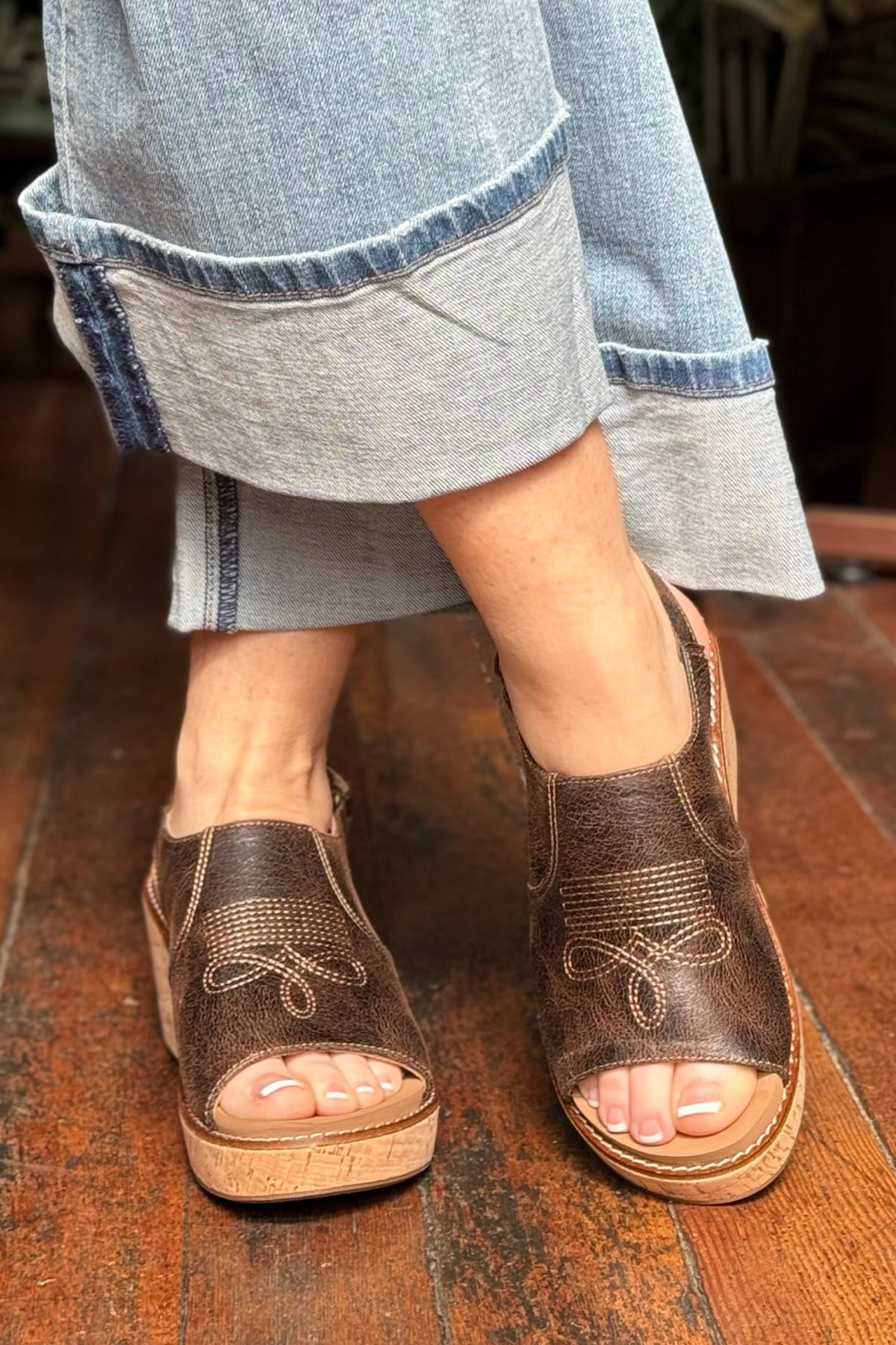 MOST WANTED By Corkys Espresso Crinkle Wedge Sandal-Women's Shoes-Corkys-Gallop 'n Glitz- Women's Western Wear Boutique, Located in Grants Pass, Oregon