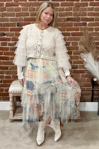Stars & Script Mesh Skirt-Skirt-Origami-Gallop 'n Glitz- Women's Western Wear Boutique, Located in Grants Pass, Oregon