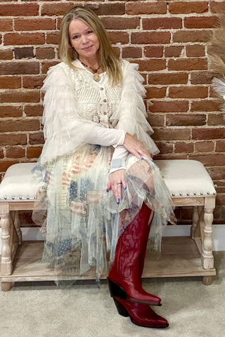 Stars & Script Mesh Skirt-Skirt-Origami-Gallop 'n Glitz- Women's Western Wear Boutique, Located in Grants Pass, Oregon