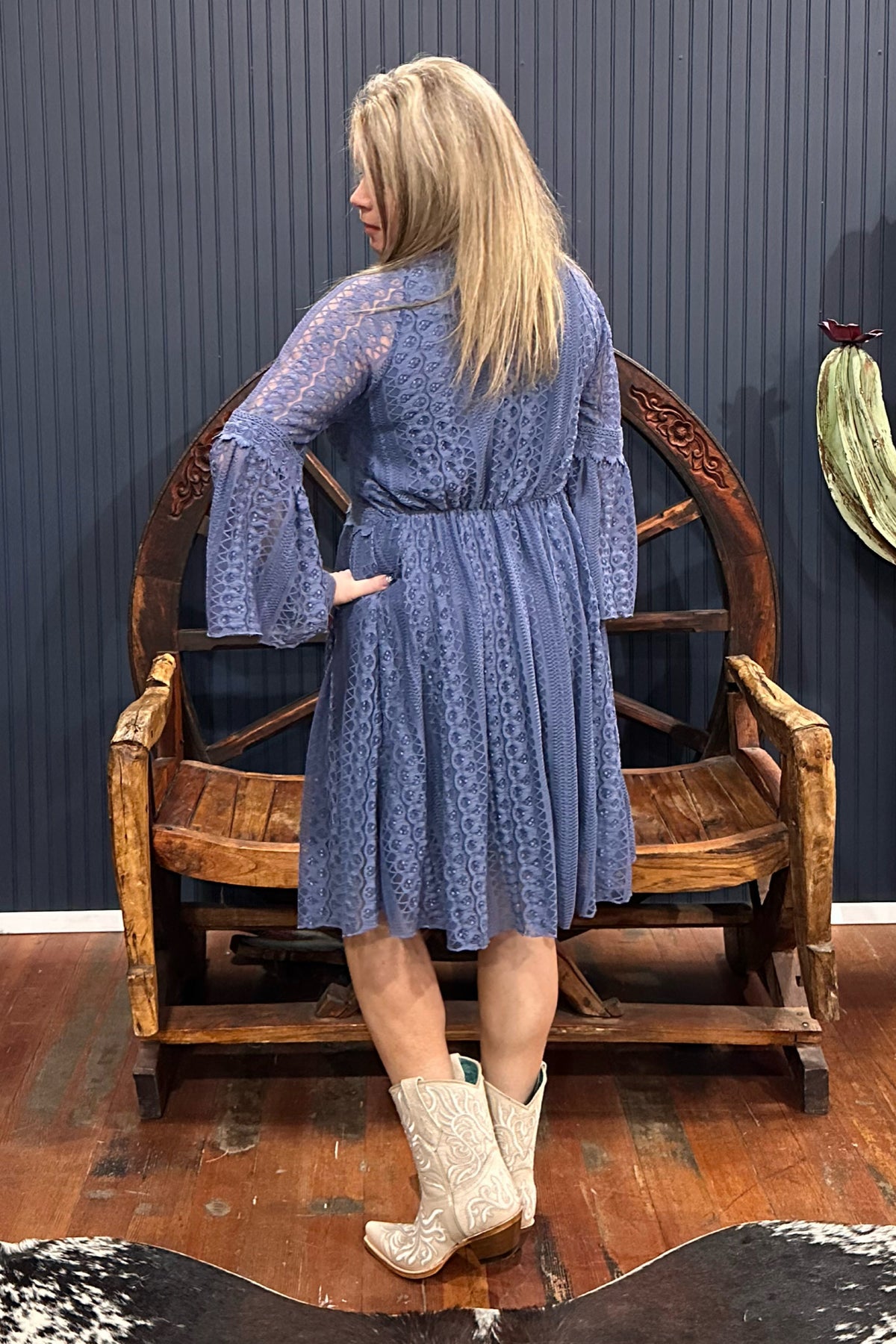 Blue Crush Lace Dress by Origami Apparel-Dress-Origami-Gallop 'n Glitz- Women's Western Wear Boutique, Located in Grants Pass, Oregon