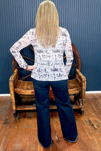 Old West Sparkle Mesh Top-Mesh Top-Origami-Gallop 'n Glitz- Women's Western Wear Boutique, Located in Grants Pass, Oregon