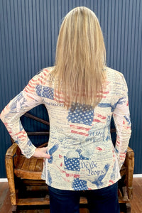 Freedom Sparkle Mesh Top-Mesh Top-Origami-Gallop 'n Glitz- Women's Western Wear Boutique, Located in Grants Pass, Oregon