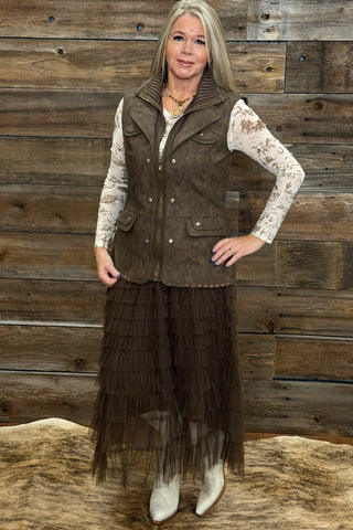 Old West Sparkle Mesh Top Taupe-Mesh Top-Origami-Gallop 'n Glitz- Women's Western Wear Boutique, Located in Grants Pass, Oregon
