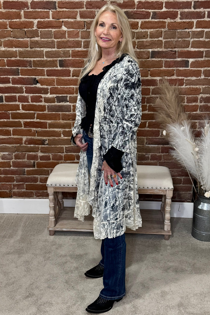 Wild West Sparkle Lace Duster-Duster-Origami-Gallop 'n Glitz- Women's Western Wear Boutique, Located in Grants Pass, Oregon