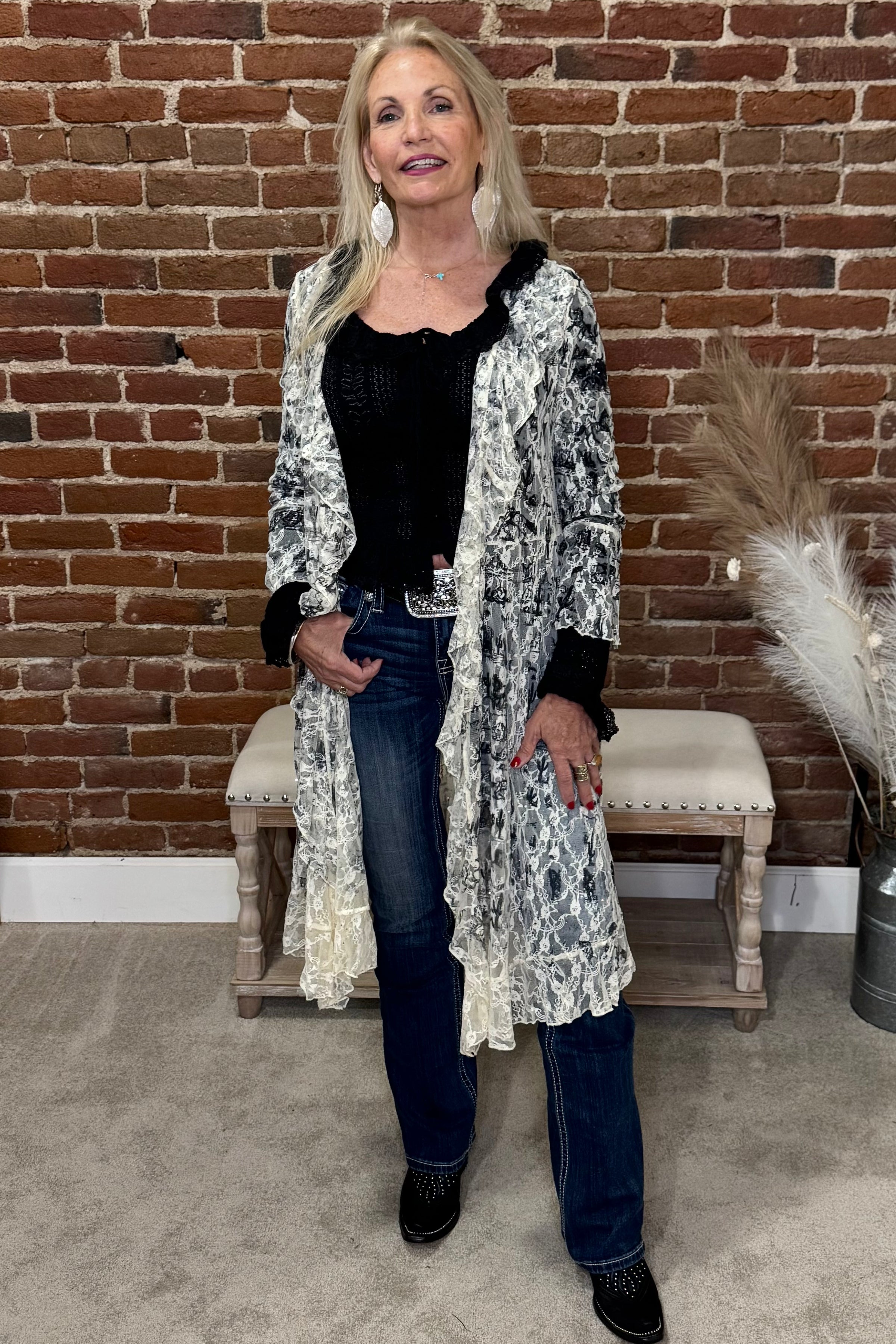 Wild West Sparkle Lace Duster-Duster-Origami-Gallop 'n Glitz- Women's Western Wear Boutique, Located in Grants Pass, Oregon