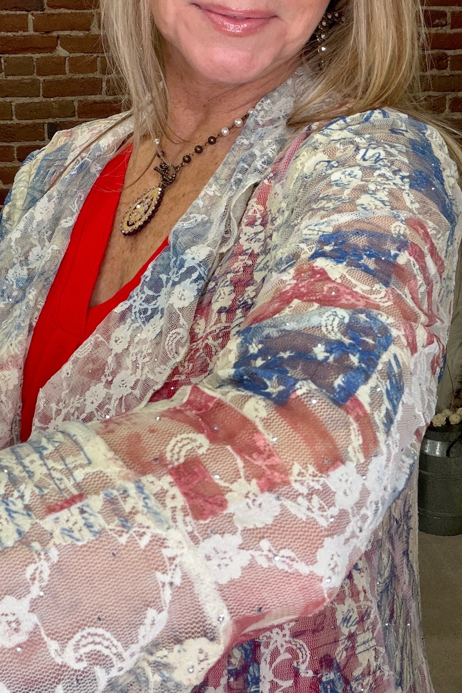 Freedom Lace Duster-Duster-Origami-Gallop 'n Glitz- Women's Western Wear Boutique, Located in Grants Pass, Oregon