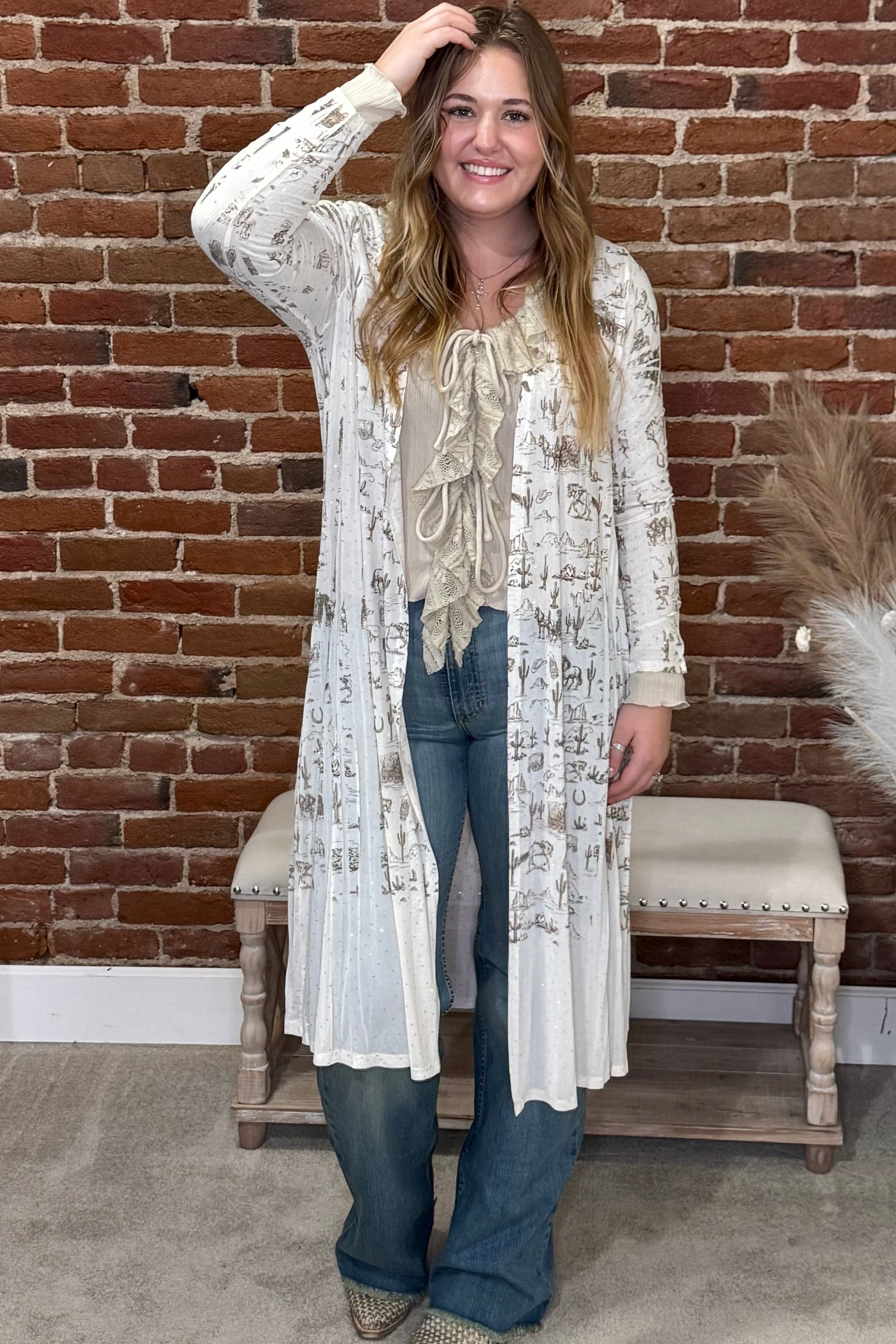 Western Grace Rhinestone Mesh Duster-Duster-Origami-Gallop 'n Glitz- Women's Western Wear Boutique, Located in Grants Pass, Oregon