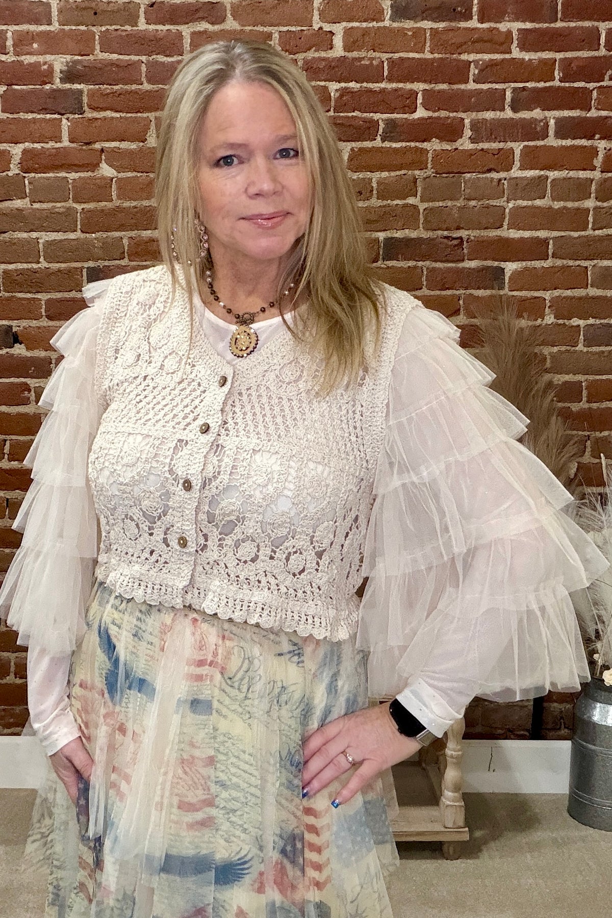 Ivory Frontier Crochet Cropped Cardigan-Cardigan-Origami-Gallop 'n Glitz- Women's Western Wear Boutique, Located in Grants Pass, Oregon
