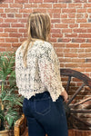 Crochet Tie Front Crop Cardigan by Origami Apparel-Cardigan-Origami-Gallop 'n Glitz- Women's Western Wear Boutique, Located in Grants Pass, Oregon