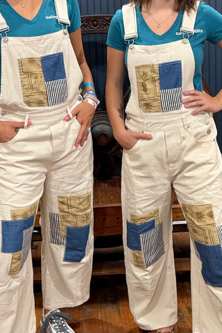 The Patchwork Bone Denim Overall-Casual-ee:some-Gallop 'n Glitz- Women's Western Wear Boutique, Located in Grants Pass, Oregon