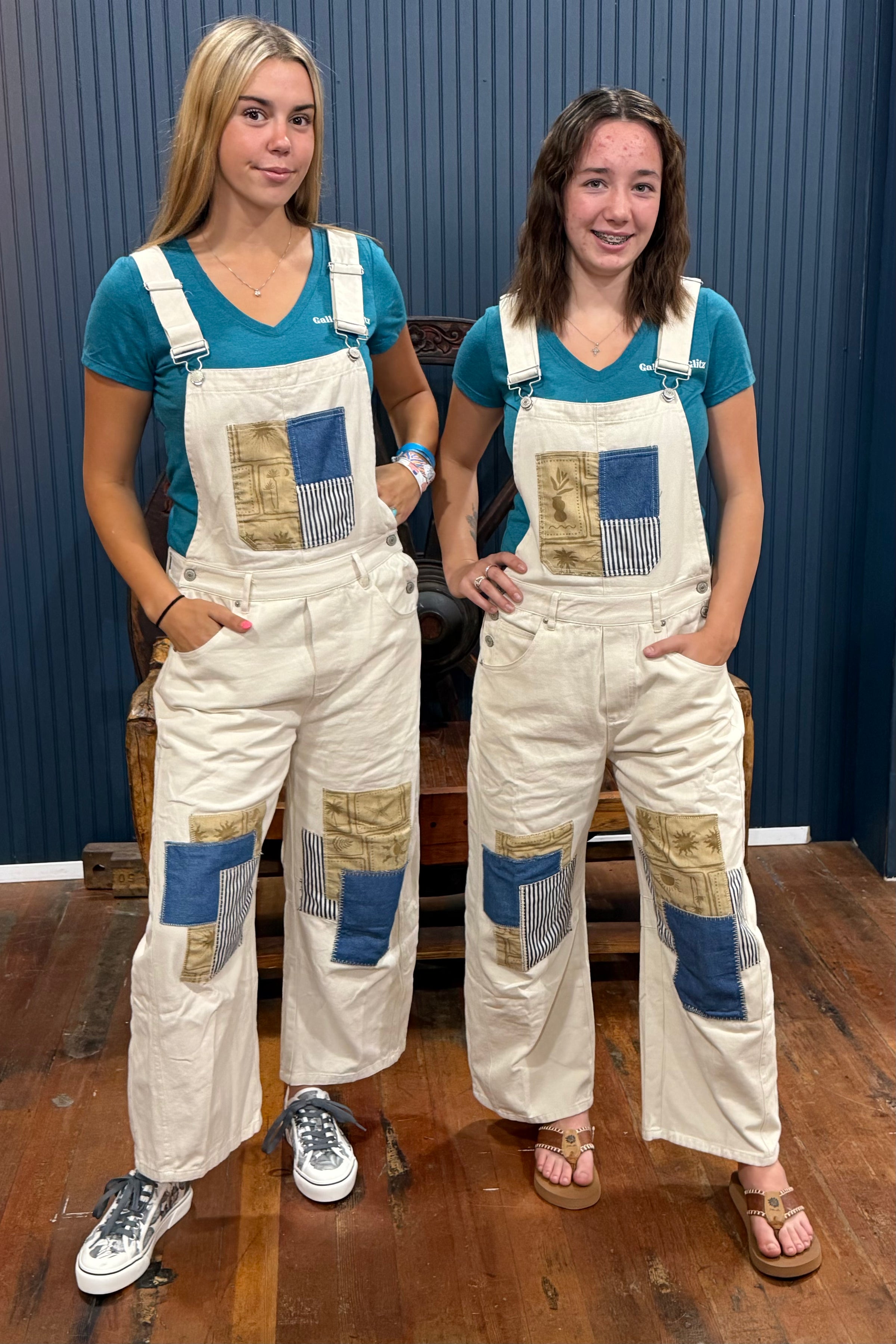 The Patchwork Bone Denim Overall