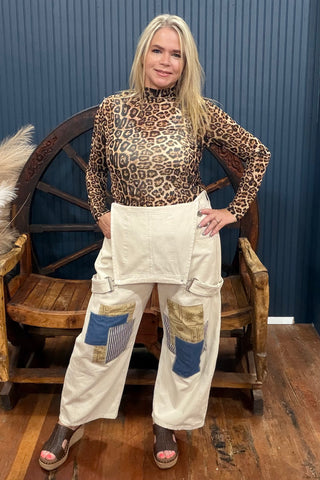 The Patchwork Bone Denim Overall-Casual-ee:some-Gallop 'n Glitz- Women's Western Wear Boutique, Located in Grants Pass, Oregon