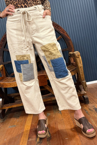 The Patchwork Bone Denim Pant-Casual-ee:some-Gallop 'n Glitz- Women's Western Wear Boutique, Located in Grants Pass, Oregon