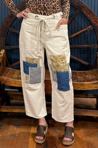 The Patchwork Bone Denim Pant-Casual-ee:some-Gallop 'n Glitz- Women's Western Wear Boutique, Located in Grants Pass, Oregon