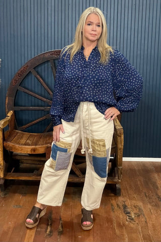 The Patchwork Bone Denim Pant-Casual-ee:some-Gallop 'n Glitz- Women's Western Wear Boutique, Located in Grants Pass, Oregon