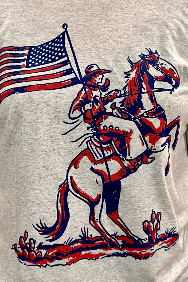 Patriotic Cowboy Tee-Graphic Tee-Texas True-Gallop 'n Glitz- Women's Western Wear Boutique, Located in Grants Pass, Oregon