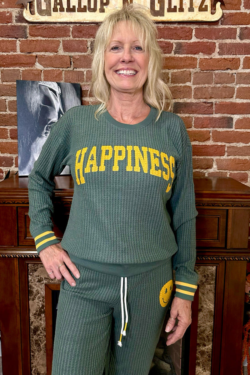 Campfire Happiness Cozy Waffle Sage Top By PJ Salvage-Pajamas-PJ Salvage-Gallop 'n Glitz- Women's Western Wear Boutique, Located in Grants Pass, Oregon