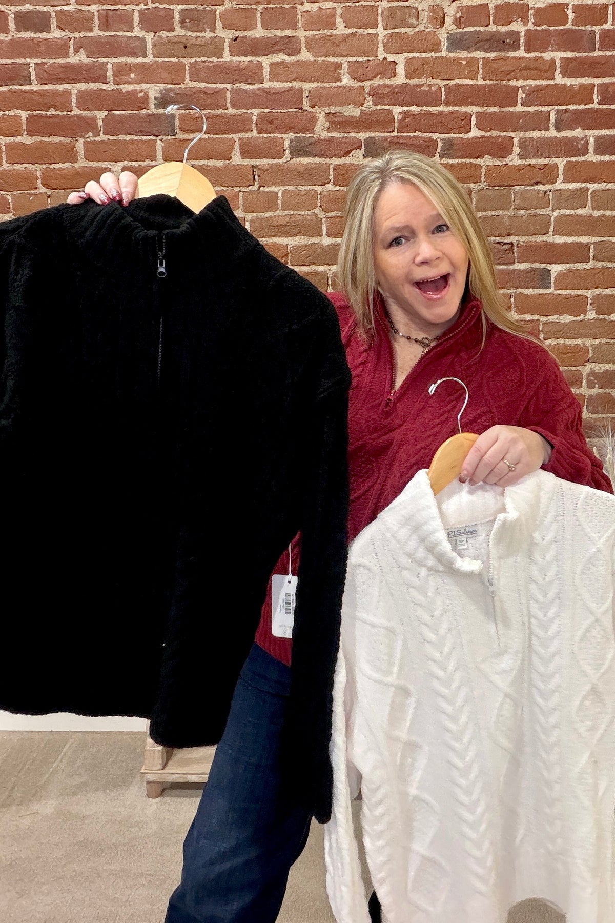 Summit Zip Cable Knit Sweater by PJ Salvage-Wine-top-PJ Salvage-Gallop 'n Glitz- Women's Western Wear Boutique, Located in Grants Pass, Oregon