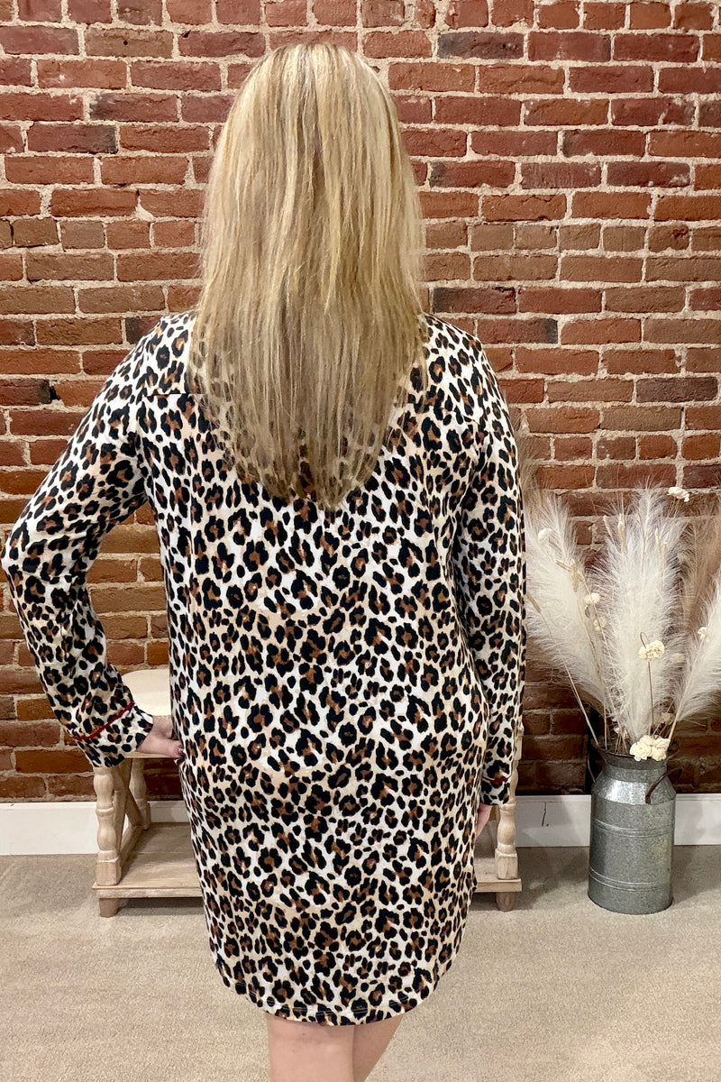 Holiday Dream Leopard Nightshirt By PJ Salvage-Pajamas-PJ Salvage-Gallop 'n Glitz- Women's Western Wear Boutique, Located in Grants Pass, Oregon