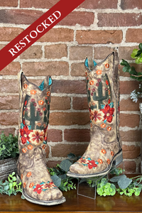 Cactus and Floral Embroidered Square Toe Boot by Corral Boots-Women's Boot-Corral Boots-Gallop 'n Glitz- Women's Western Wear Boutique, Located in Grants Pass, Oregon