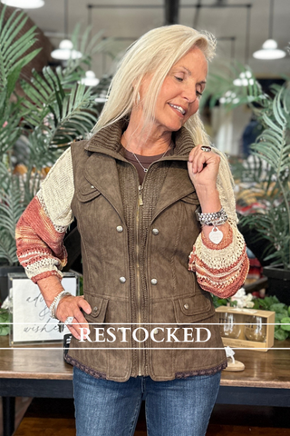 EXCLUSIVE DESIGN Faux Leather Brown Vest by GALLOP 'N GLITZ-Vest-Gallop 'n Glitz-Gallop 'n Glitz- Women's Western Wear Boutique, Located in Grants Pass, Oregon